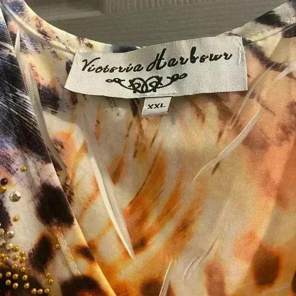 Dress by Victoria Harbour colors are blue, black & orange XXL - Picture 2 of 5